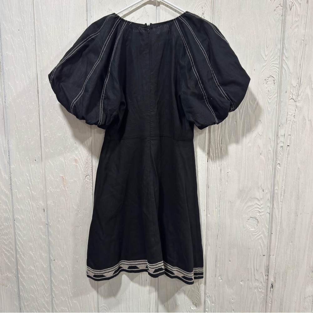 En Saison Black Midi Dress with Puff Sleeves - Picture 2 of 10
